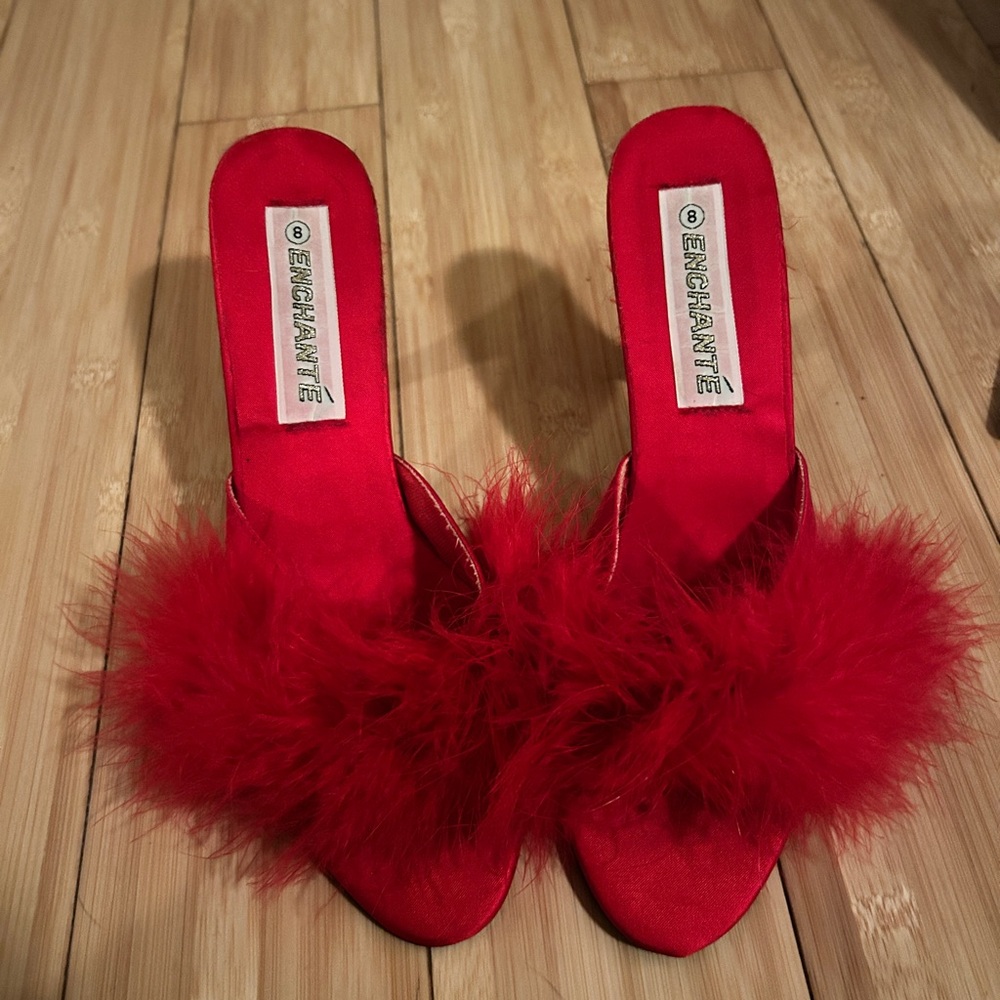Red Feathered Women's Shoes